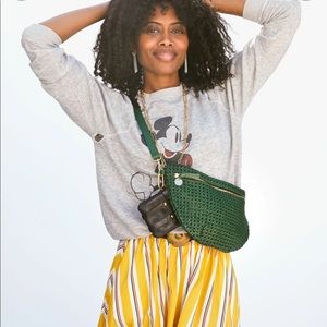 NWT Clare V. Grande Fanny in Evergreen Rattan